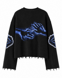 DISTORTION UNISEX BLACK SWEATSHIRT (BOXYFIT)
