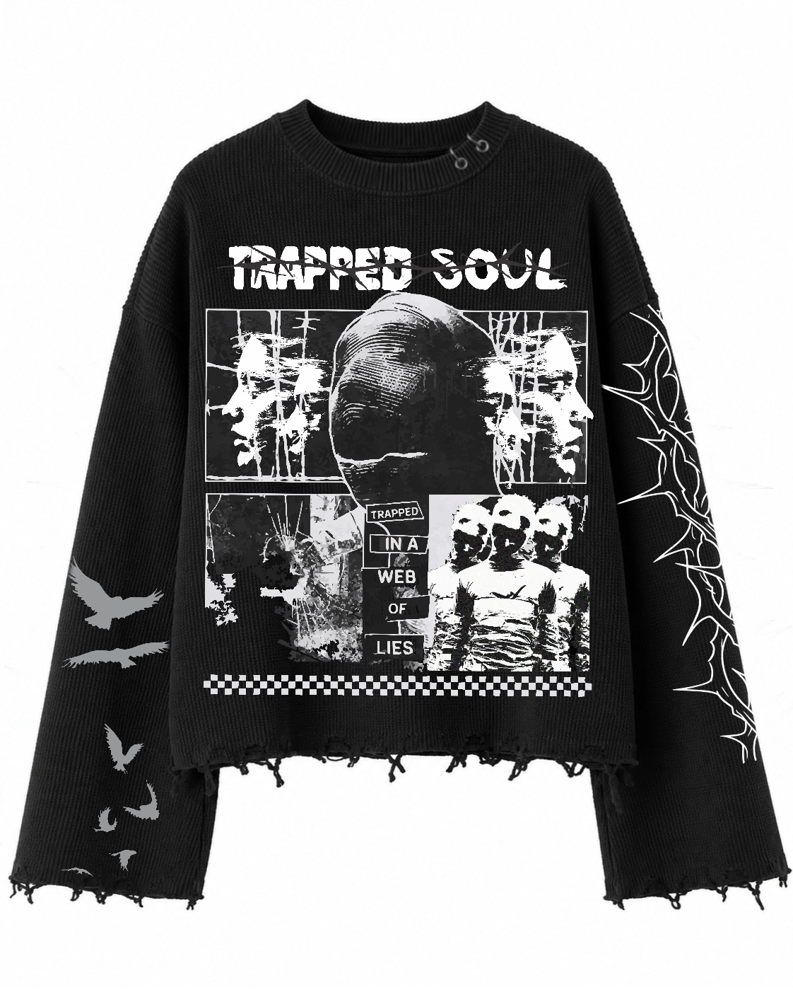 TRAPPED SOUL BLACK UNISEX SWEATSHIRT (BOXYFIT)
