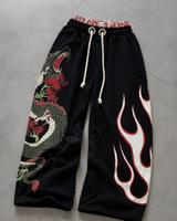DRAGON | UNISEX BAGGY FIT BLACK ALL SEASON SWEATPANTS