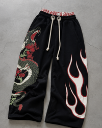 DRAGON | UNISEX BAGGY FIT BLACK ALL SEASON SWEATPANTS