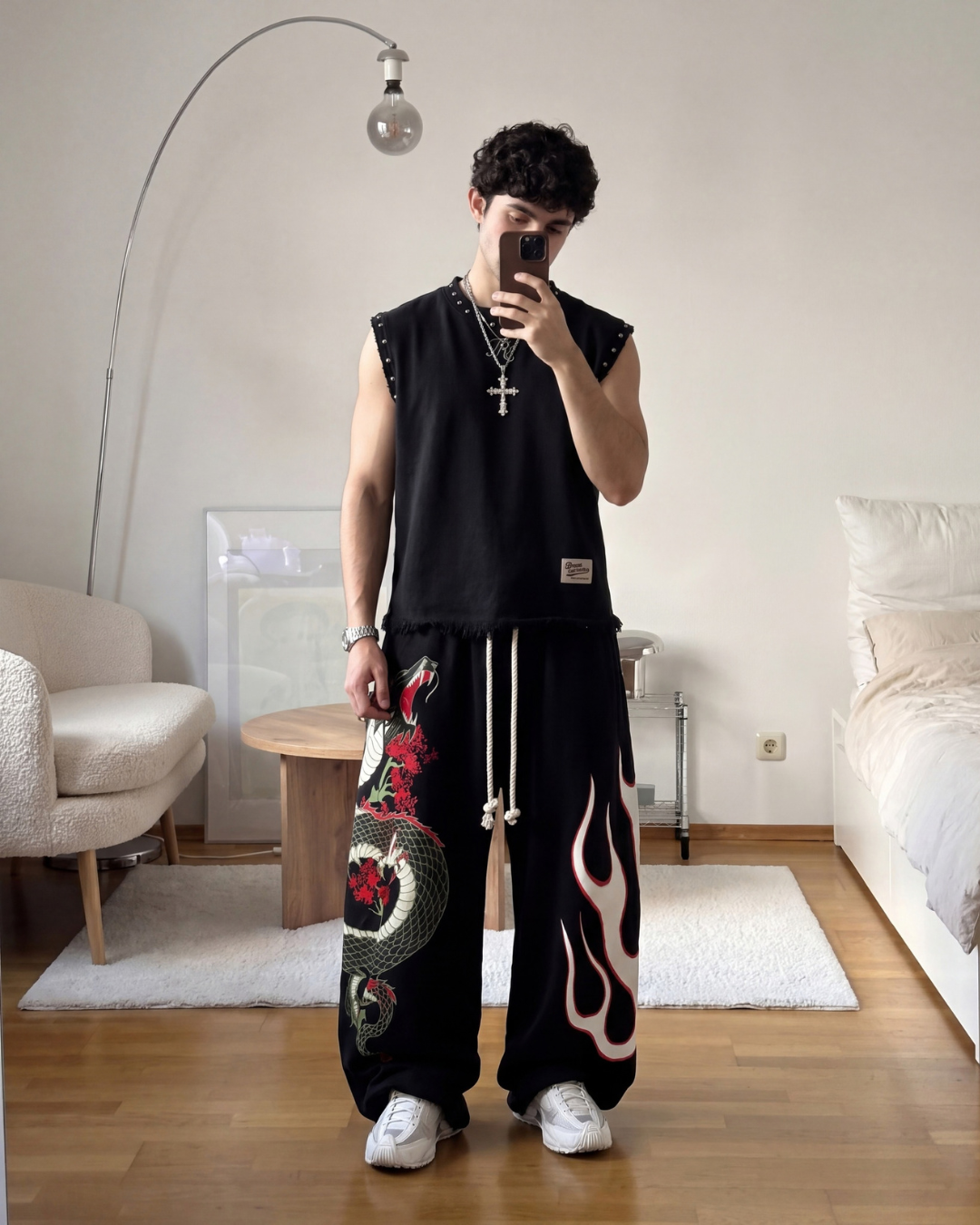 DRAGON | UNISEX BAGGY FIT BLACK ALL SEASON SWEATPANTS