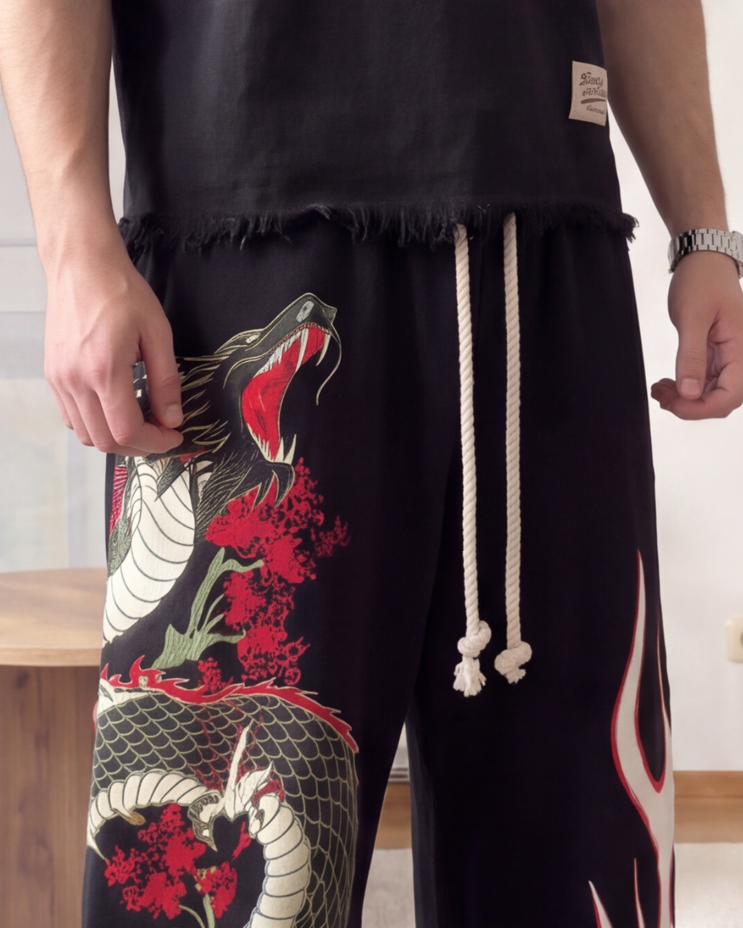 DRAGON | UNISEX BAGGY FIT BLACK ALL SEASON SWEATPANTS