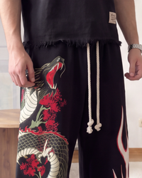DRAGON | UNISEX BAGGY FIT BLACK ALL SEASON SWEATPANTS