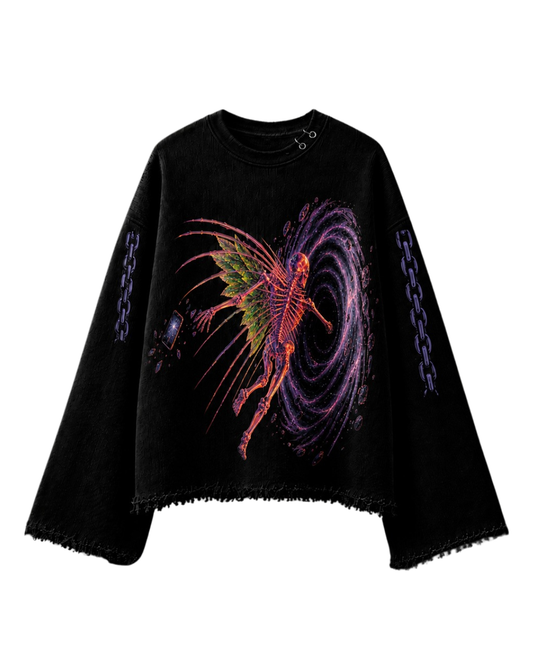ENTER THE PORTAL UNISEX BLACK SWEATSHIRT (BOXYFIT)