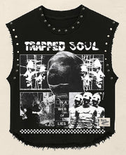 TRAPPED SOUL UNISEX BLACK VEST (BOXYFIT)