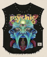 PSYCHIC UNISEX BLACK VEST (BOXYFIT)