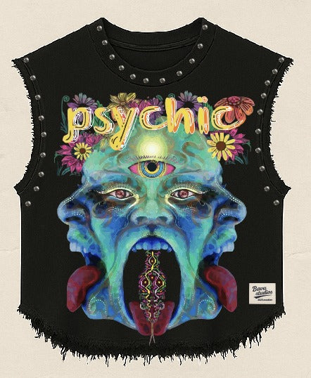 PSYCHIC UNISEX BLACK VEST (BOXYFIT)