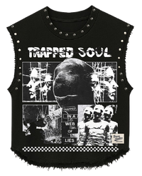 TRAPPED SOUL UNISEX BLACK VEST (BOXYFIT)