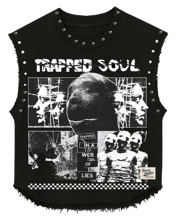 TRAPPED SOUL UNISEX BLACK VEST (BOXYFIT)