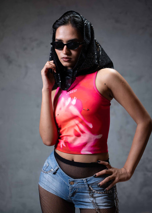 Trapped Soul Pink Cotton Crop top