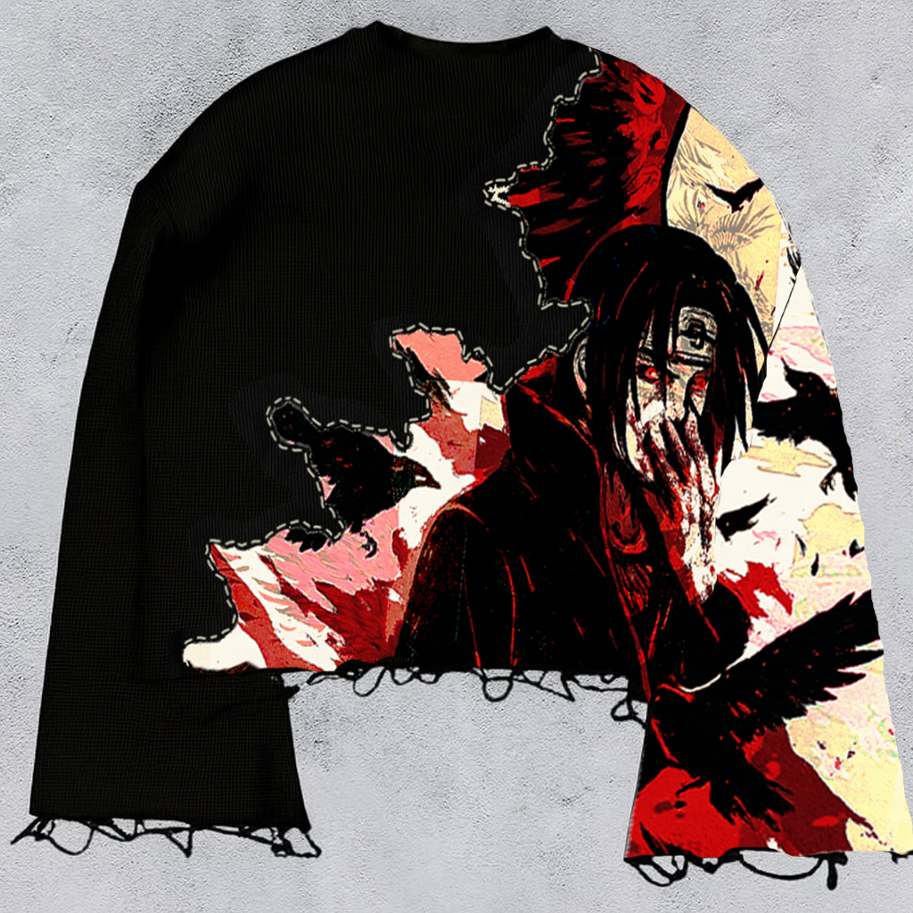 Itachi Uchiha “Mind Split” Unisex Sweatshirt Offwhite | Black