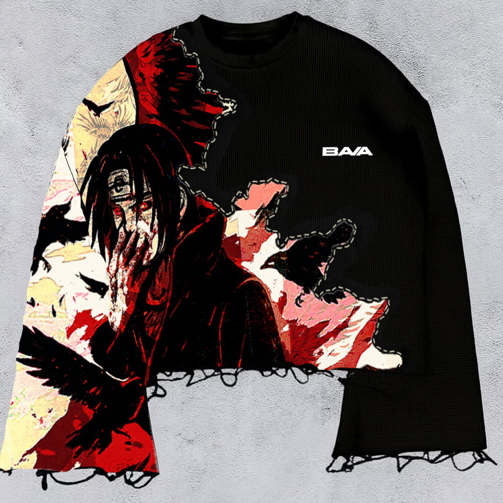 Itachi Uchiha “Mind Split” Unisex Sweatshirt Offwhite | Black