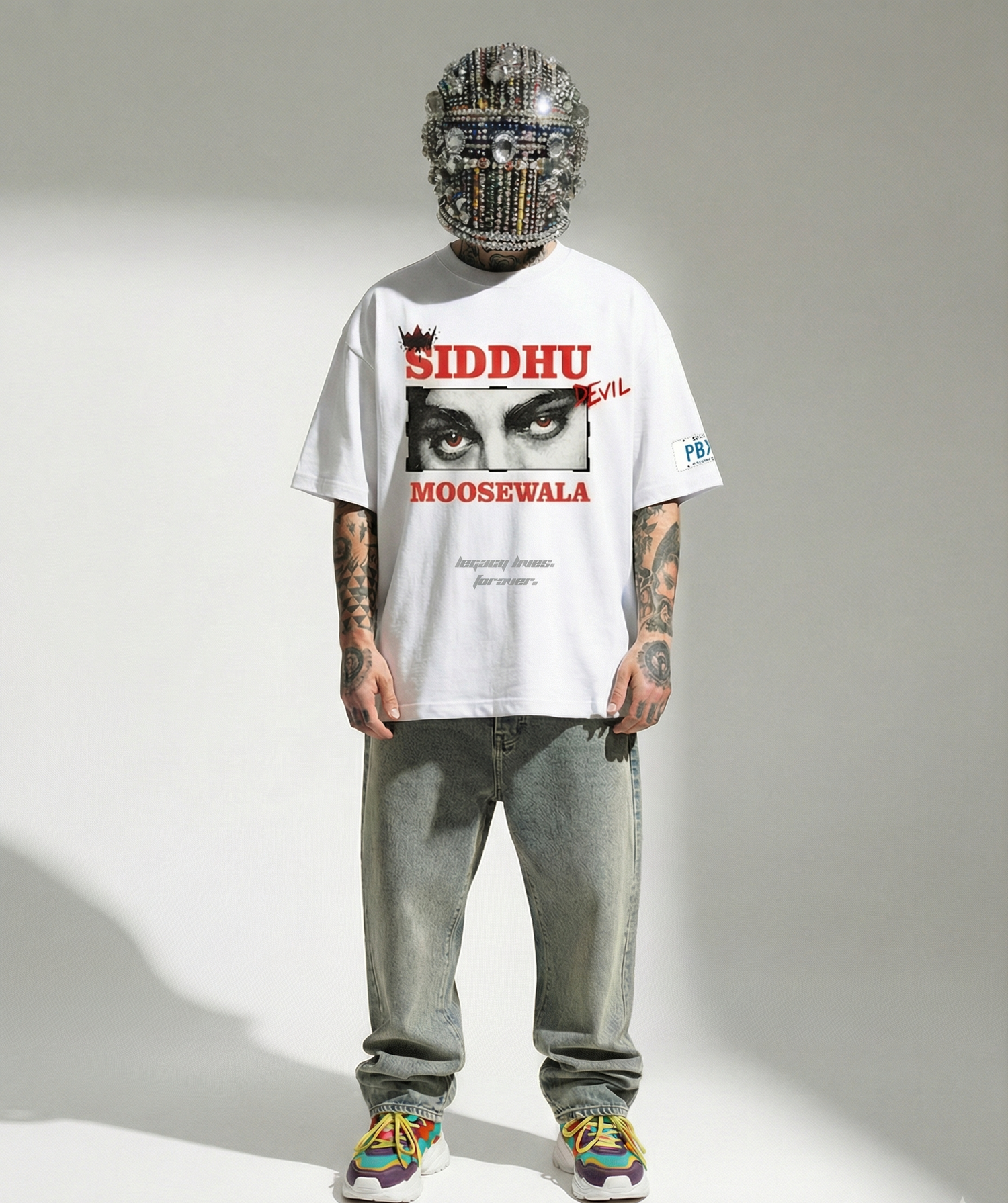 SIDHU MOOSEWALA OVERSIZE UNISEX WHITE TSHIRT