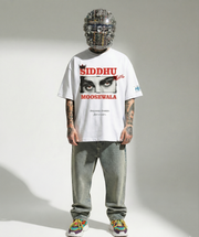 SIDHU MOOSEWALA OVERSIZE UNISEX WHITE TSHIRT