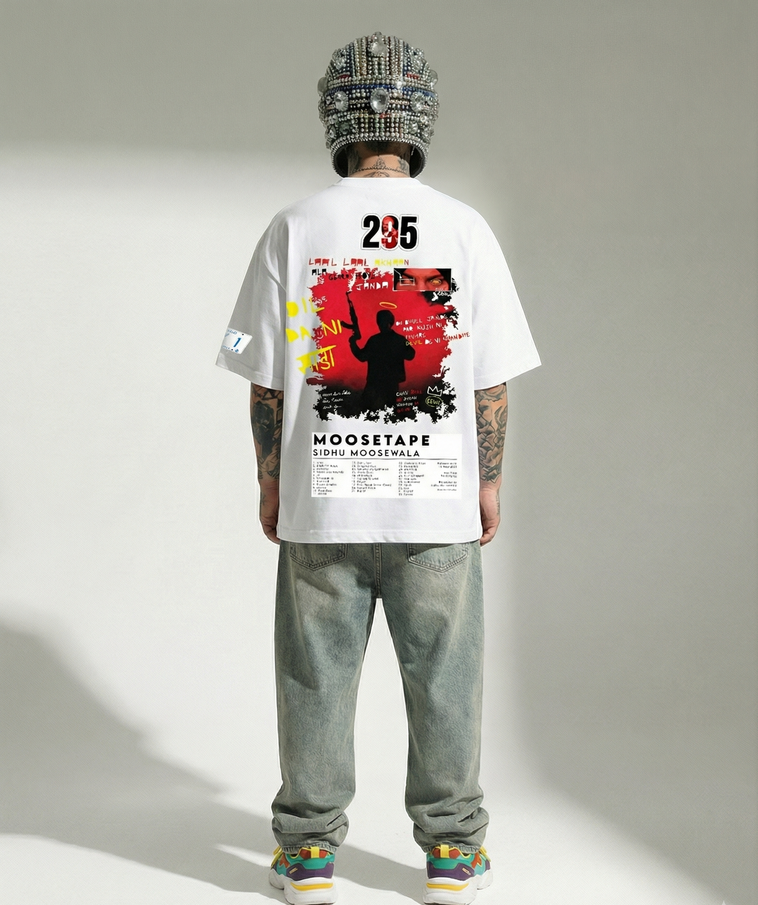 SIDHU MOOSEWALA OVERSIZE UNISEX WHITE TSHIRT