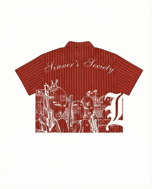 Sinner Society Red Oversize Shirt (Boxy fit)