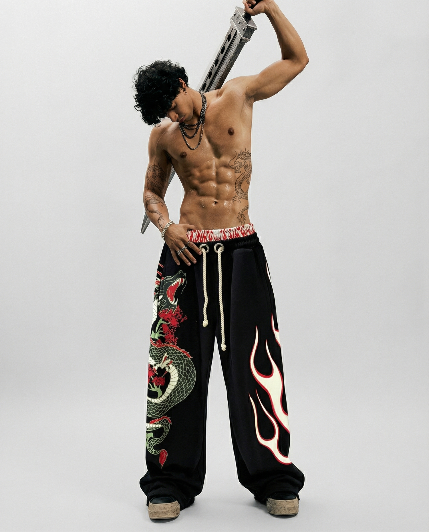 DRAGON | UNISEX BAGGY FIT BLACK ALL SEASON SWEATPANTS