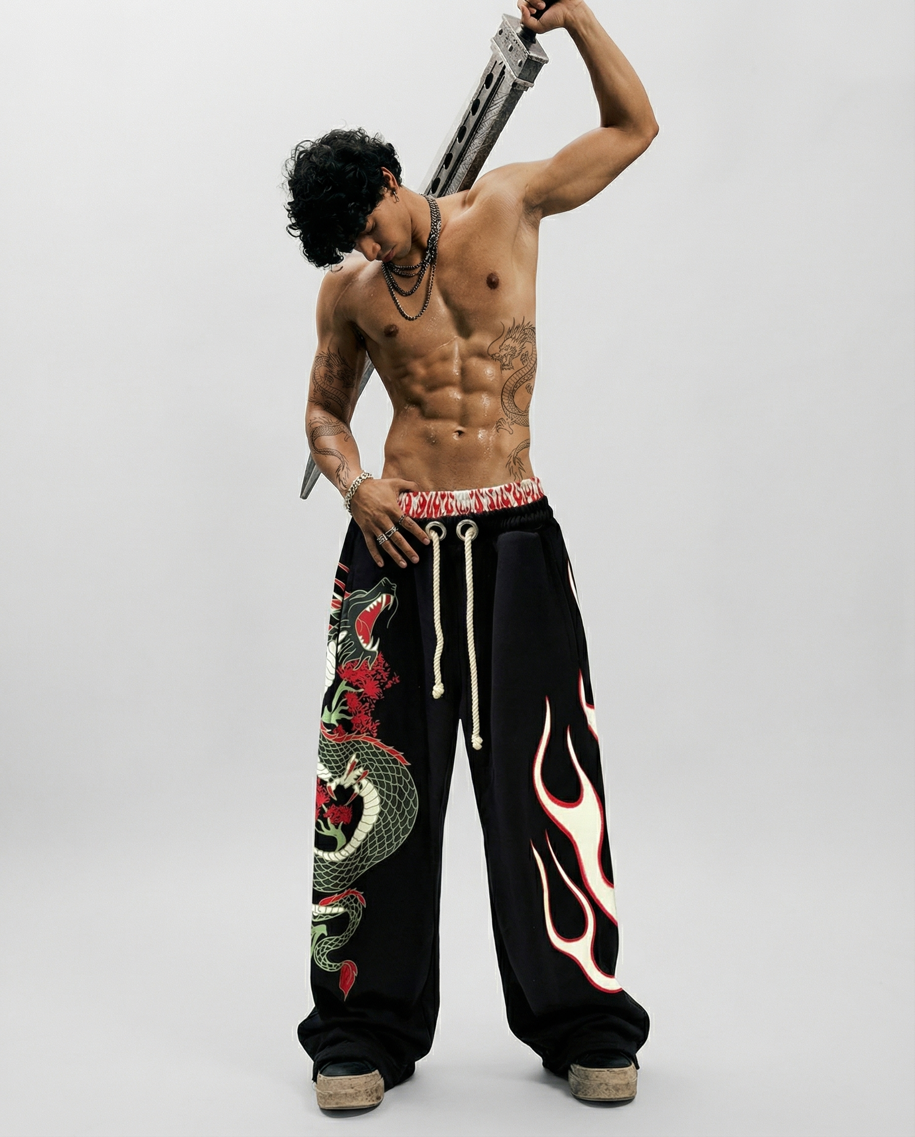 DRAGON | UNISEX BAGGY FIT BLACK ALL SEASON SWEATPANTS
