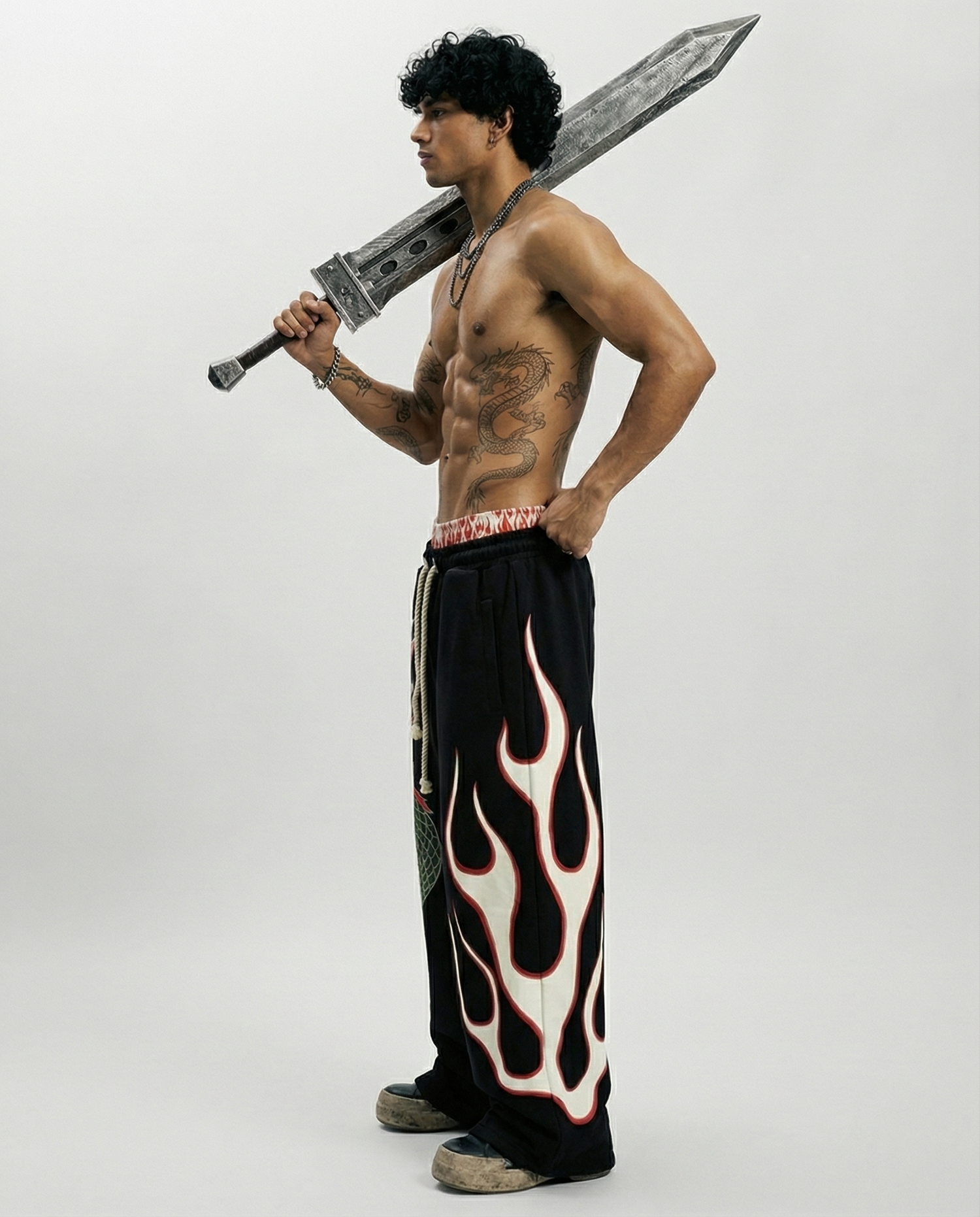 DRAGON | UNISEX BAGGY FIT BLACK ALL SEASON SWEATPANTS