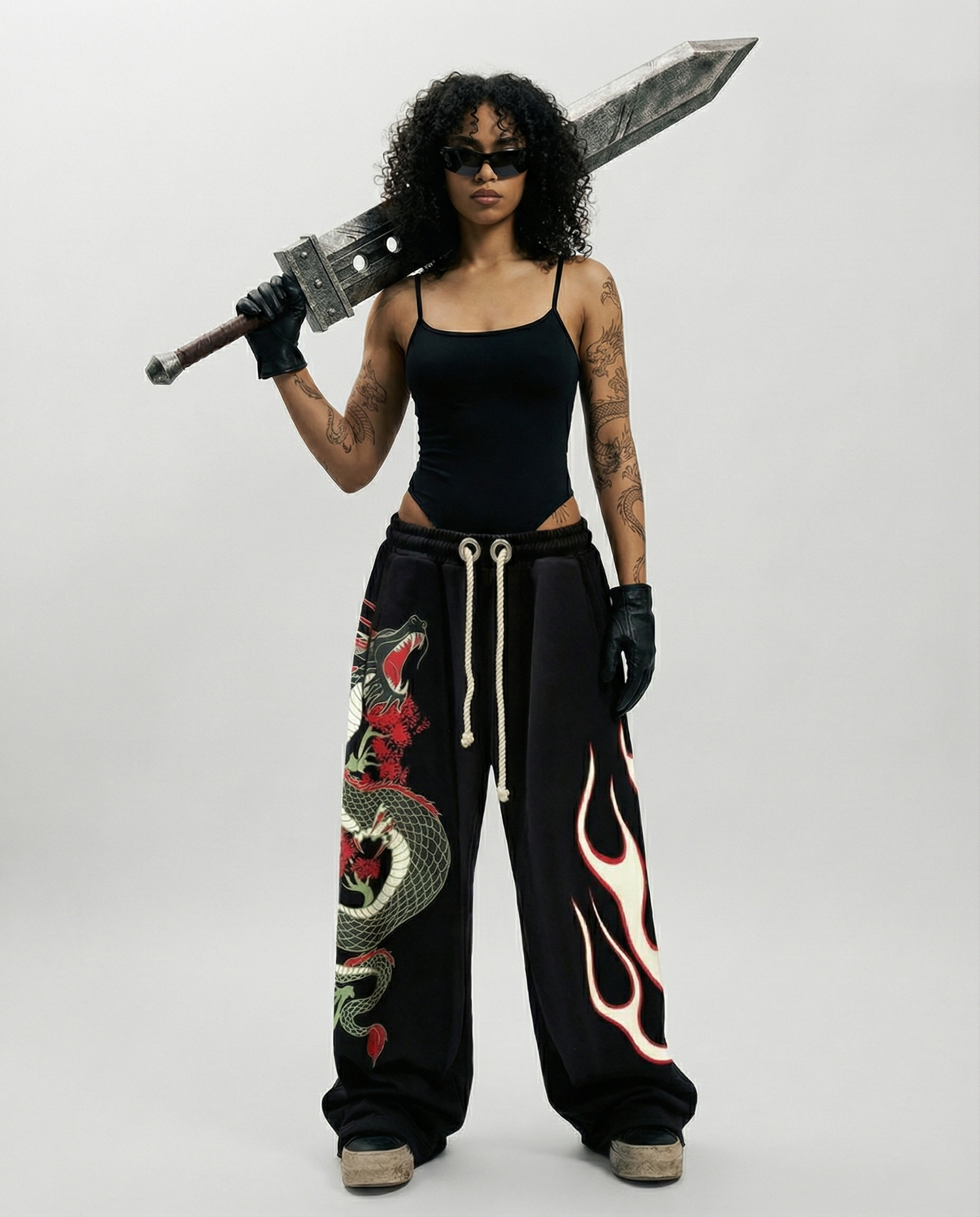 DRAGON | UNISEX BAGGY FIT BLACK ALL SEASON SWEATPANTS