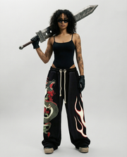 DRAGON | UNISEX BAGGY FIT BLACK ALL SEASON SWEATPANTS