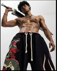 DRAGON | UNISEX BAGGY FIT BLACK ALL SEASON SWEATPANTS
