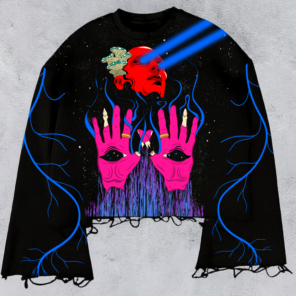 PSYCHEDELLIC TRIP BLACK SWEATSHIRT (BOXY FIT)