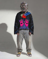 PSYCHEDELLIC TRIP BLACK SWEATSHIRT (BOXY FIT)