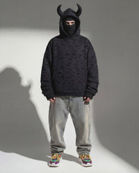 Santa Muerte Black Oversize Cotton Hoodie (LIMITED PIECES)