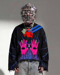 PSYCHEDELLIC TRIP BLACK SWEATSHIRT (BOXY FIT)