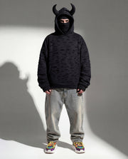 Santa Muerte Black Oversize Cotton Hoodie (LIMITED PIECES)