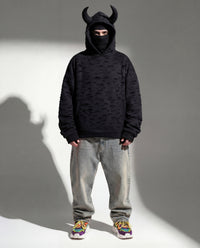 Santa Muerte Black Oversize Cotton Hoodie (LIMITED PIECES)