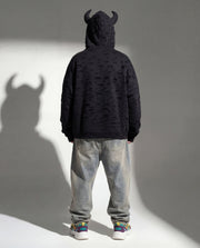 Santa Muerte Black Oversize Cotton Hoodie (LIMITED PIECES)