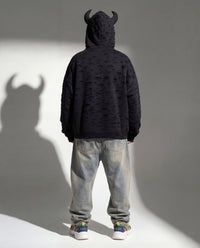 Santa Muerte Black Oversize Cotton Hoodie (LIMITED PIECES)