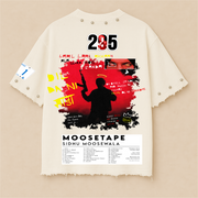 SIDHU MOOSEWALA OVERSIZE UNISEX  OFF WHITE TSHIRT ( BOXY FIT)