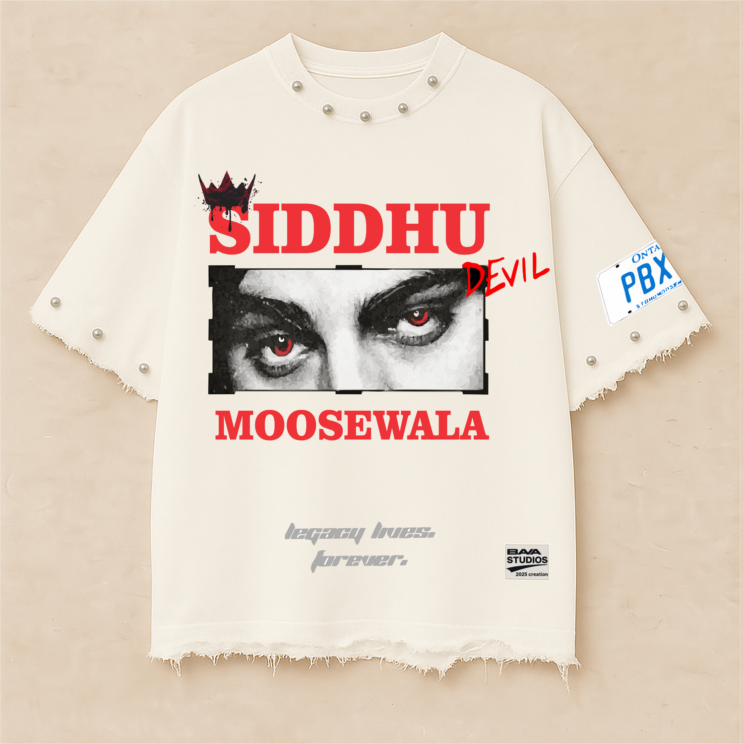 SIDHU MOOSEWALA OVERSIZE UNISEX  OFF WHITE TSHIRT ( BOXY FIT)
