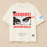 SIDHU MOOSEWALA OVERSIZE UNISEX  OFF WHITE TSHIRT ( BOXY FIT)