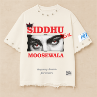 SIDHU MOOSEWALA OVERSIZE UNISEX  OFF WHITE TSHIRT ( BOXY FIT)