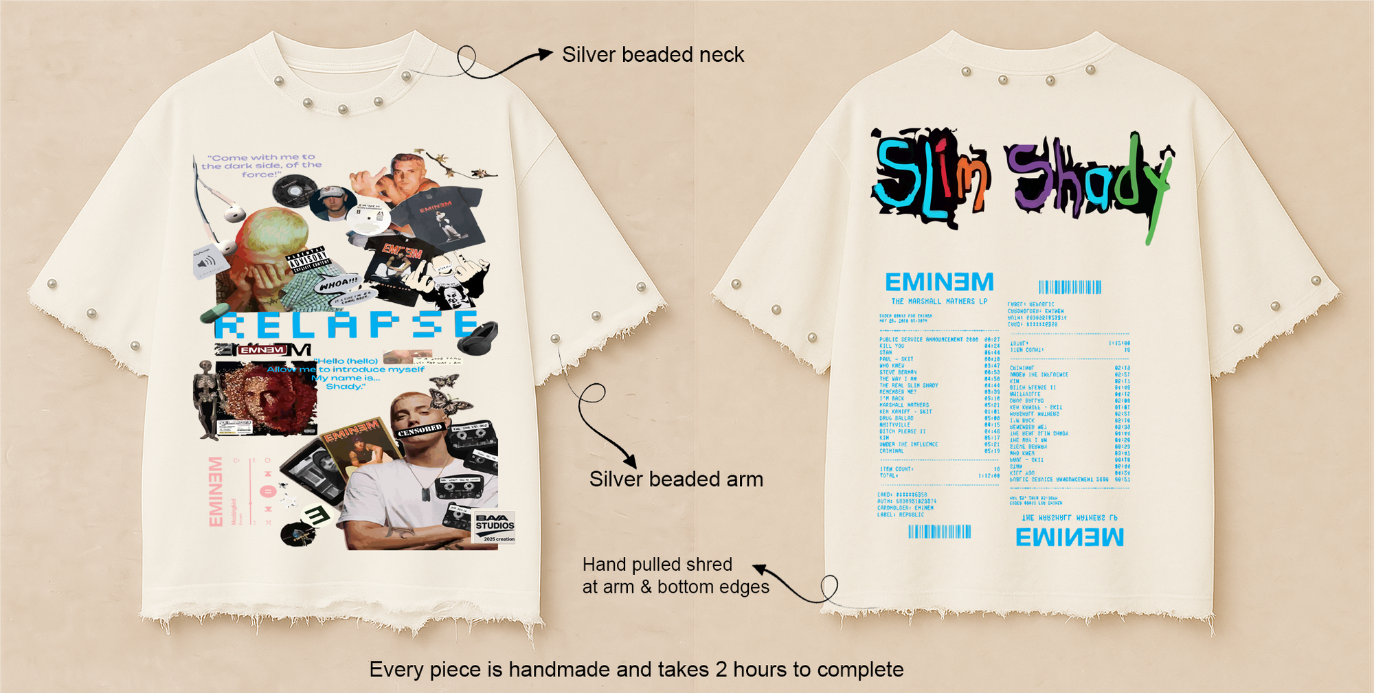 EMINEM OVERSIZE UNISEX OFF-WHITE TSHIRT (BOXYFIT)