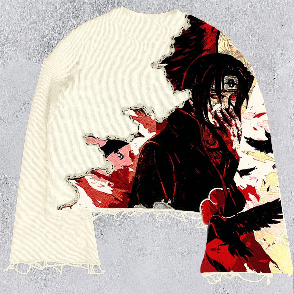 Itachi Uchiha “Mind Split” Unisex Sweatshirt Offwhite | Black