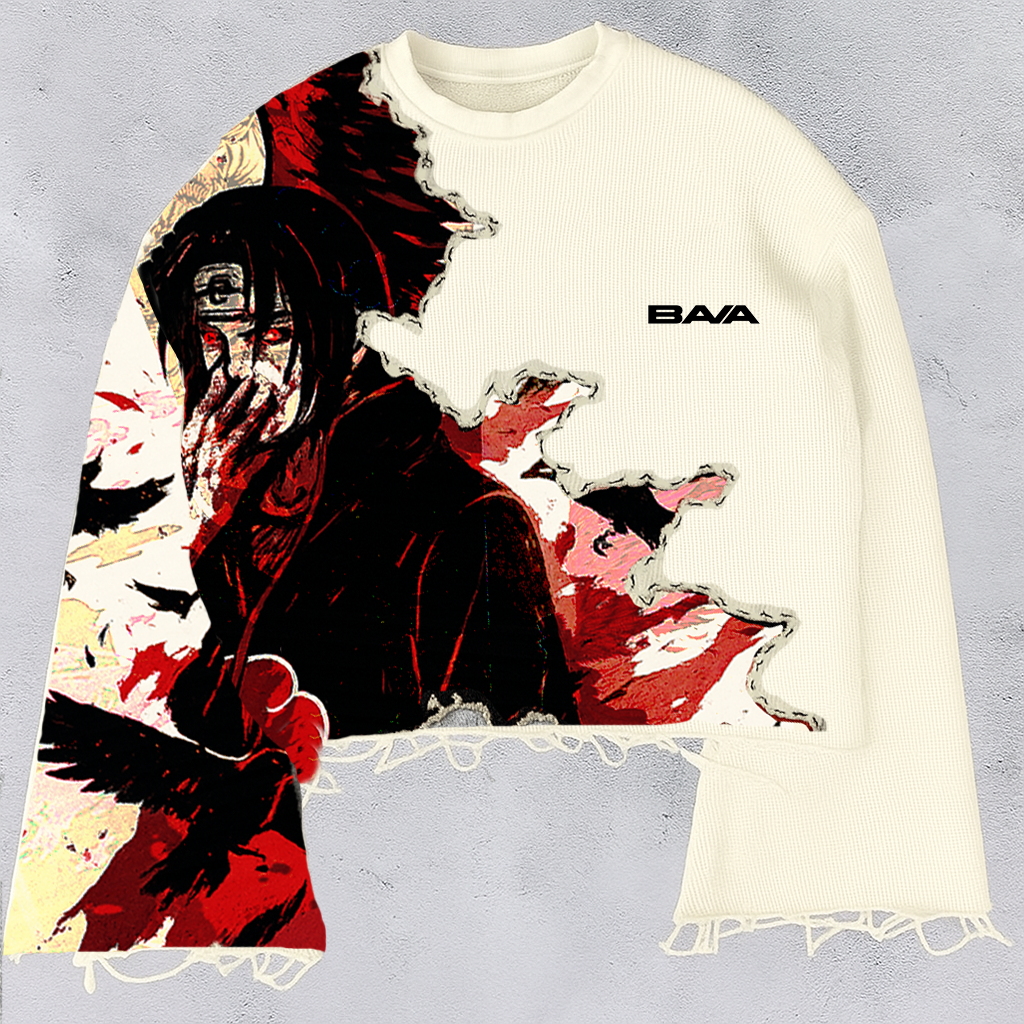 Itachi Uchiha “Mind Split” Unisex Sweatshirt Offwhite | Black